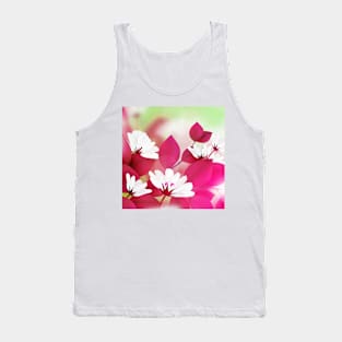 White Pink Flower Art Tank Top